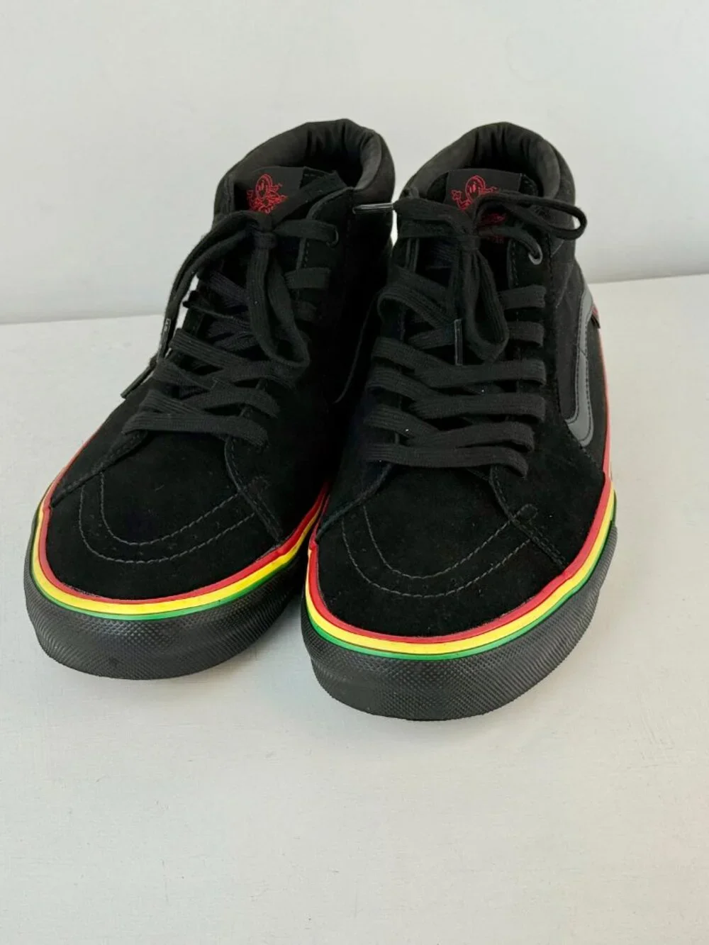 Men's 13 - VANS Skate Grosso Mid-Rasta Black Suede/Canvas Sneaker -721454 - Picture 4 of 9